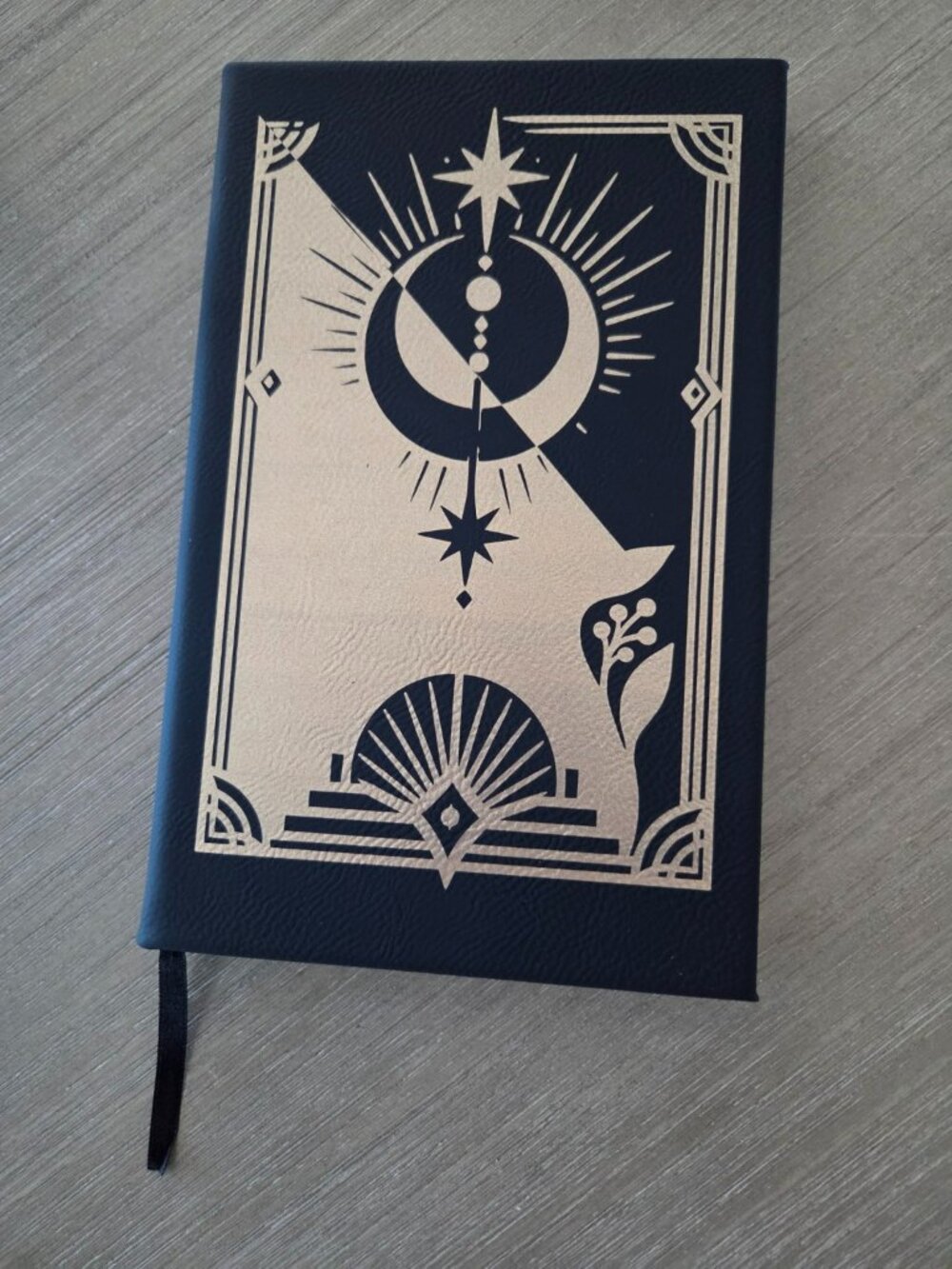 Moon & Timber Celestial Gothic Vegan Leather Journal Black Neo Deco